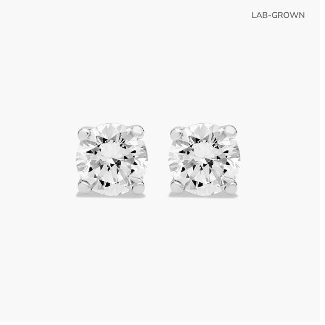 14K White Gold .25ct Lab-Grown Diamond Stud Earrings (4-Prong)