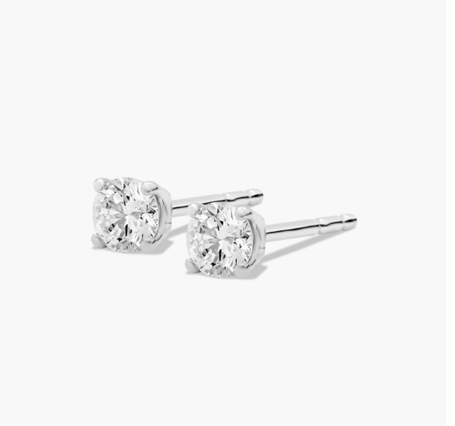 14K White Gold .25ct Lab-Grown Diamond Stud Earrings (4-Prong)