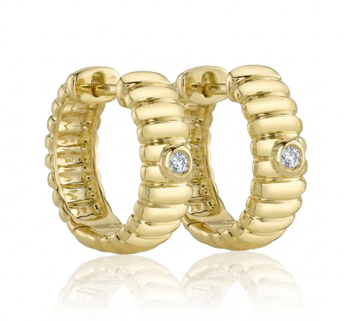 Diamond Bezel Hoop Earrings