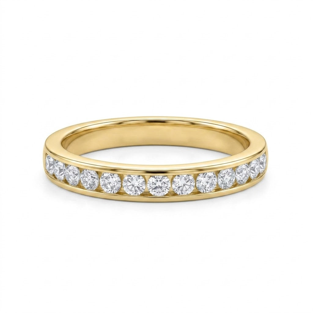 .5 Total Carat Weight Round Diamond Channel Set Wedding Band in 14K Yellow Gold