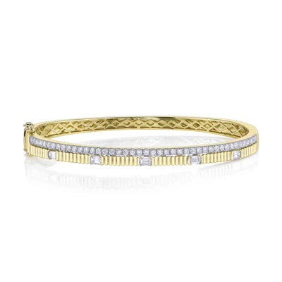 Diamond Emerald Ribbed Bangle