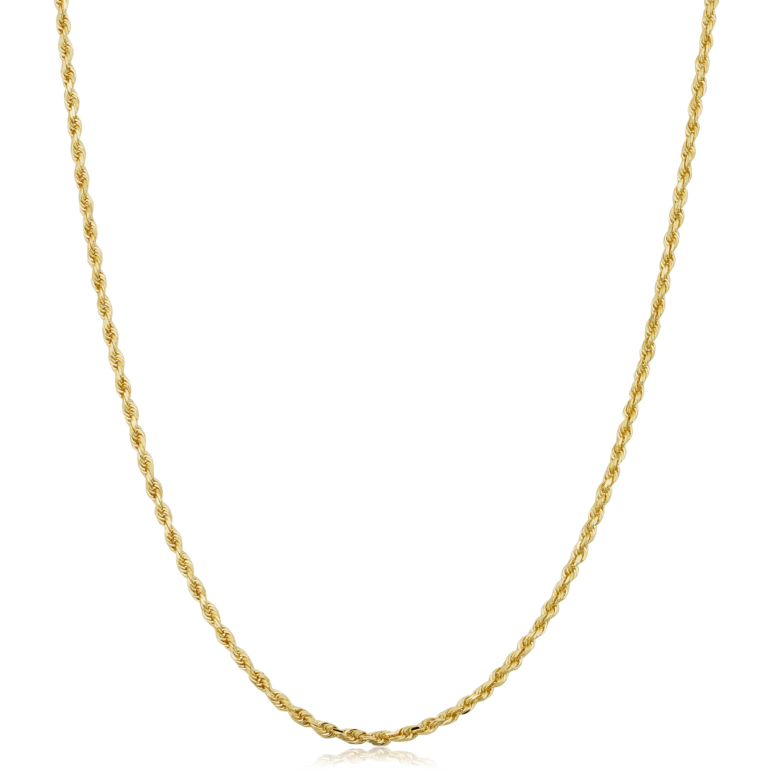 10K Yellow Gold 1.6mm Diamond-Cut Solid Rope Chain Necklace | 18 Inch