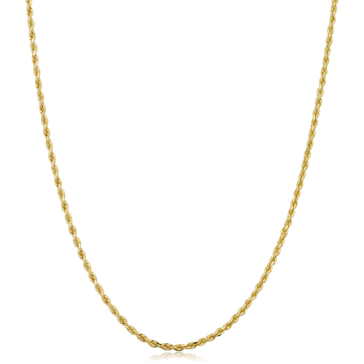 Solid Rope Chain Necklace | 10K Yellow Gold | 1.6mm Diamond-Cut Rope Chain | 18-Inch Length - Brownee Jewelers