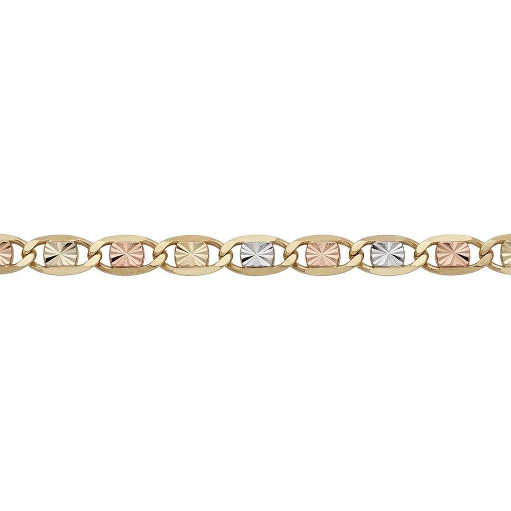 10K Tri-Color Gold Star Valentino Necklace | 20 Inch Chain
