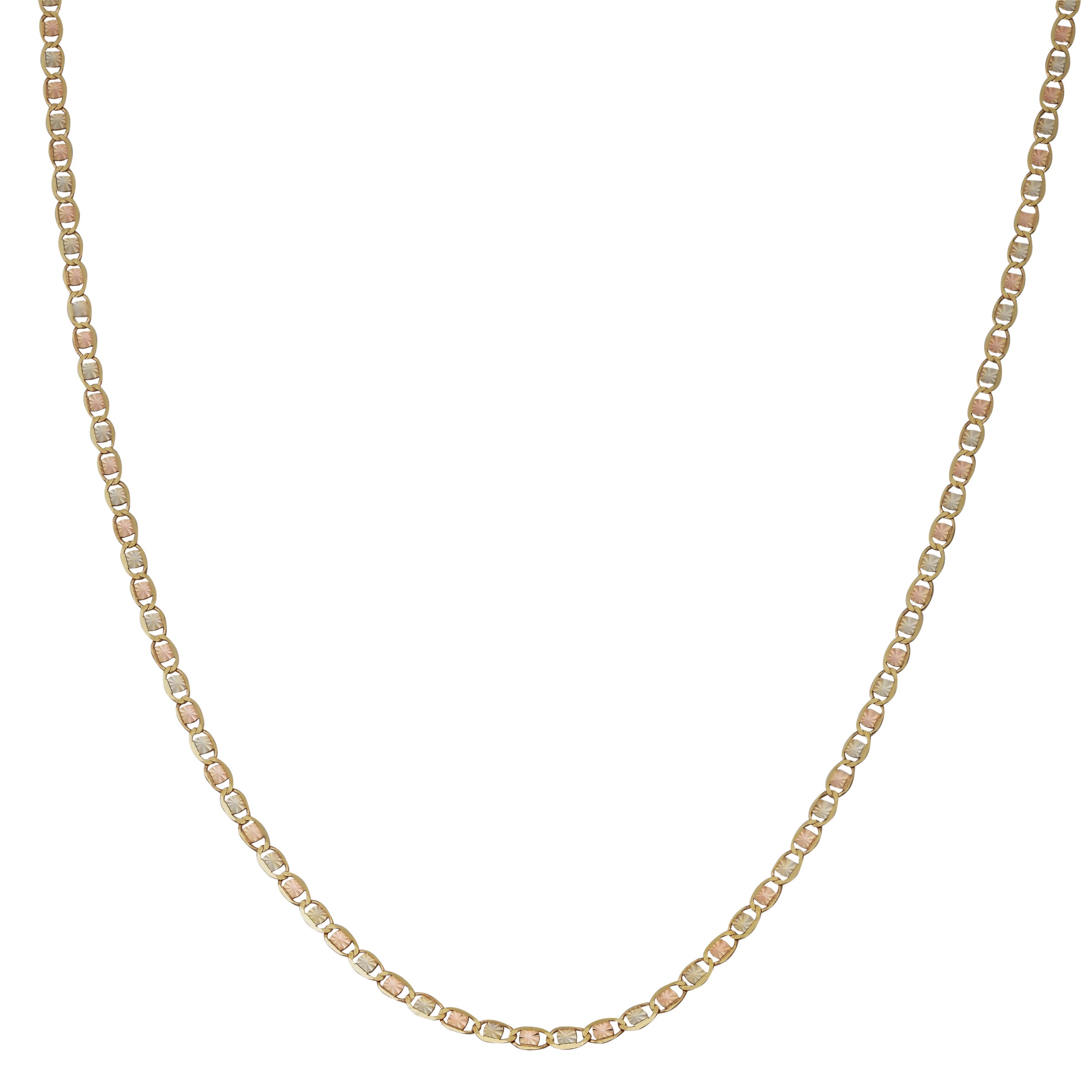10K Tri-Color Gold Star Valentino Necklace | 20 Inch Chain