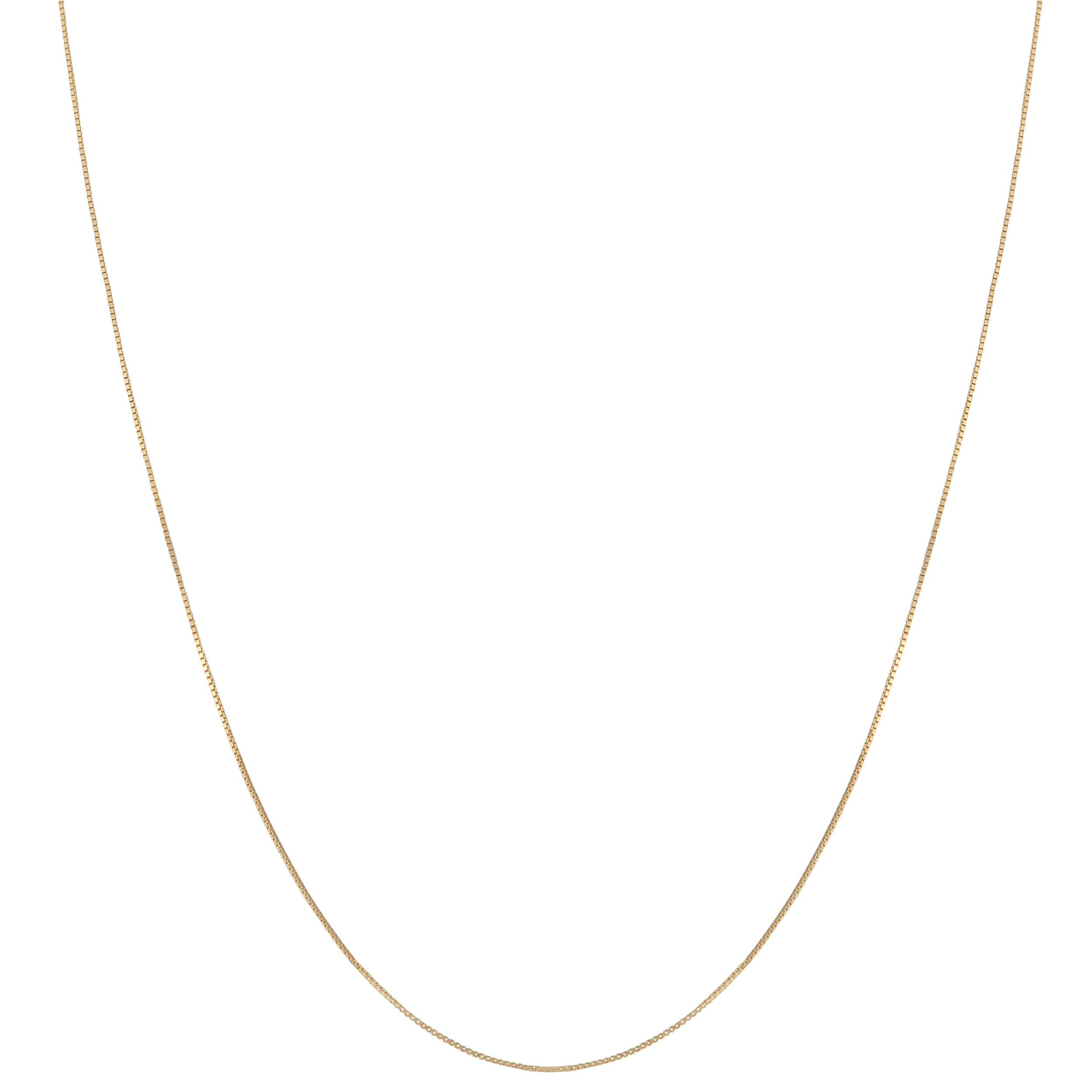 10K Yellow Gold Ultra-Light Box Chain Necklace | 18 Inch 0.40mm
