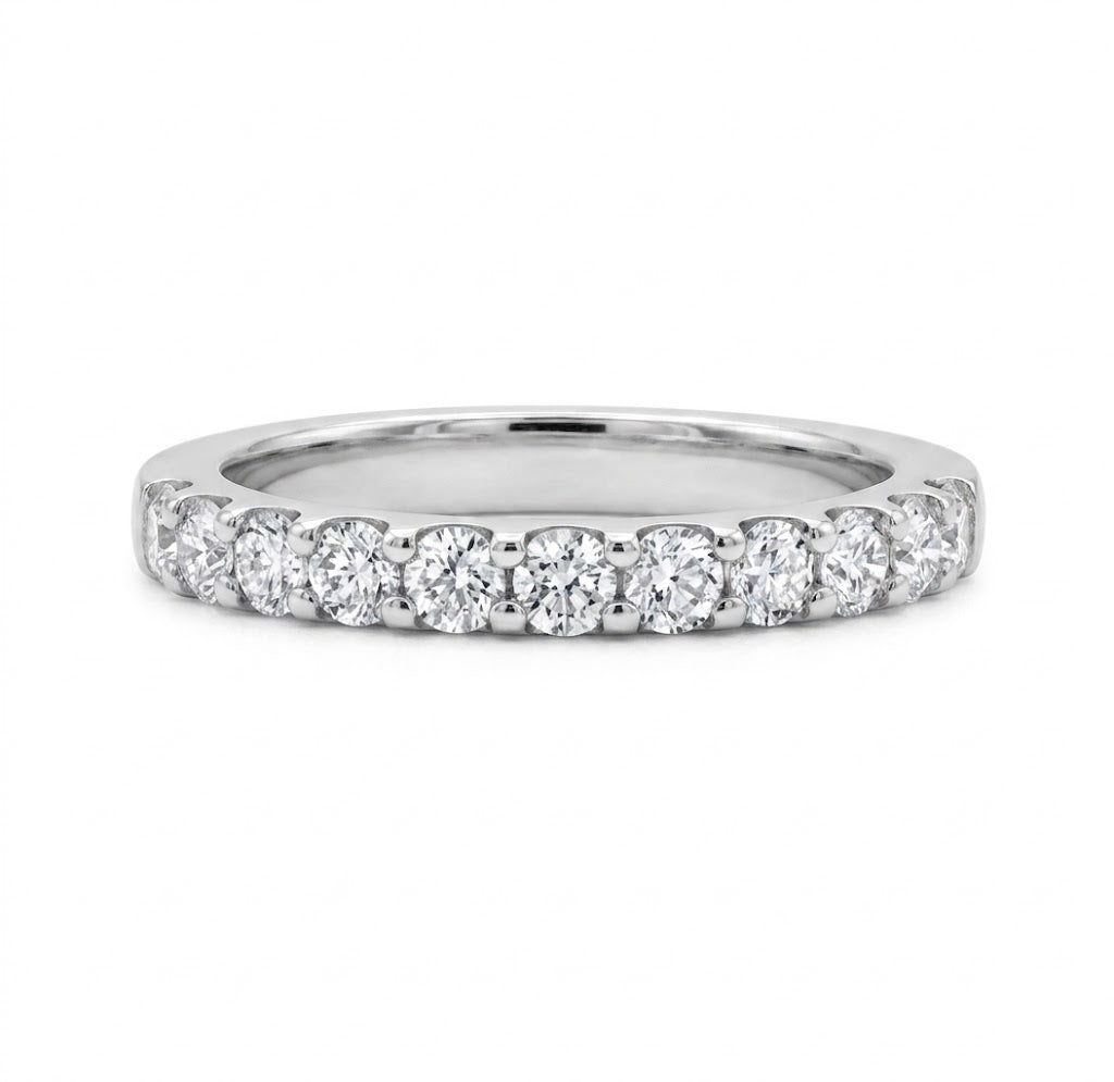 Round Diamond Shared-Prong Wedding Band | 14K White Gold | .75 CTTW | RB6209-075WD - Brownlee Jewelers