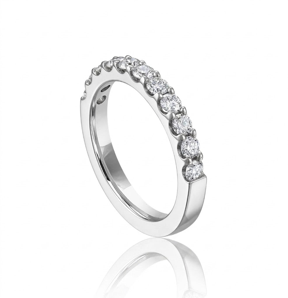 Round Diamond Shared-Prong Wedding Band | 14K White Gold | .75 CTTW | RB6209-075WD - Brownlee Jewelers
