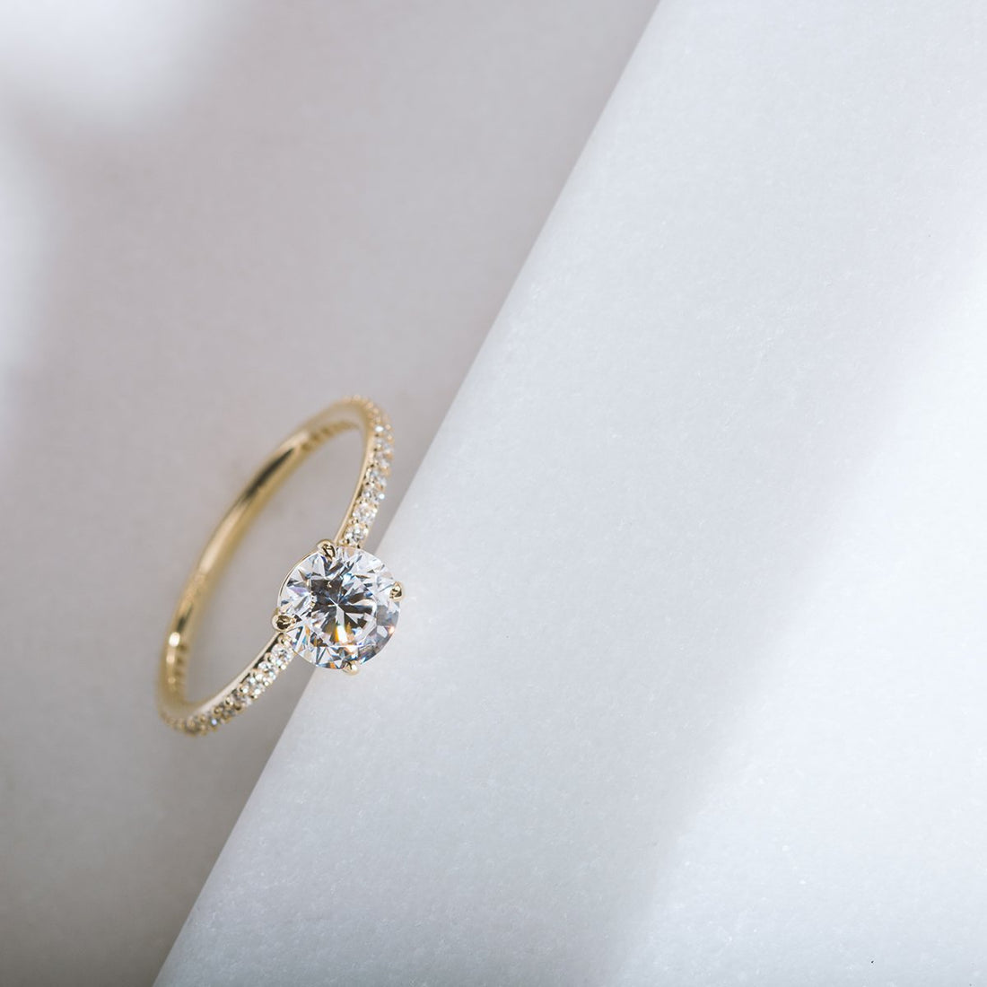 Solitaire Pave Engagement Ring