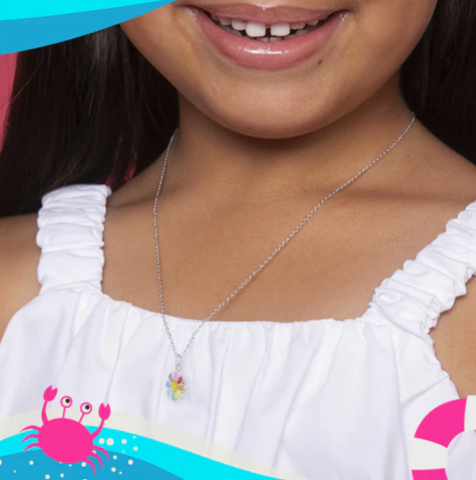 MULTI COLOR SILVER FLOWER NECKLACE 