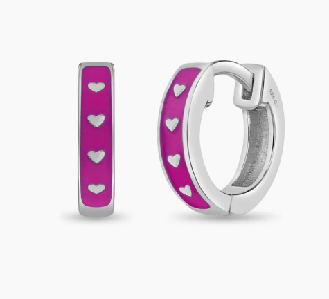 HEART ENAMELED HOOP EARRINGS