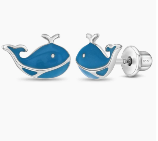 ENAMELED WHALE EARRINGS