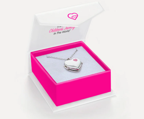 SILVER LOCKET WITH ENAMELED HEART