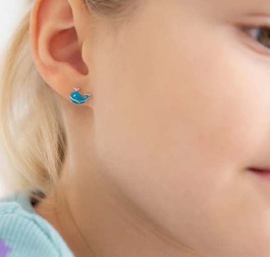 ENAMELED WHALE EARRINGS