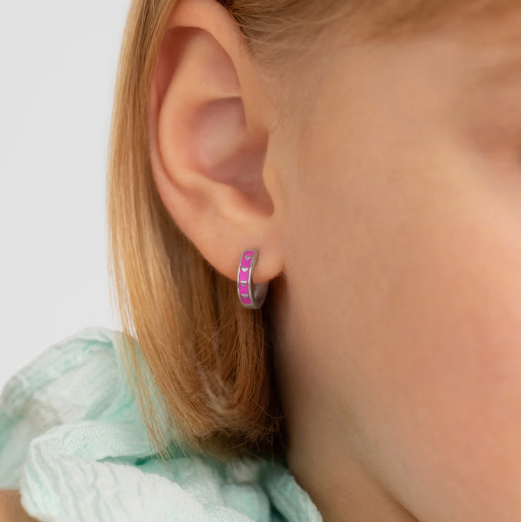 HEART ENAMELED HOOP EARRINGS