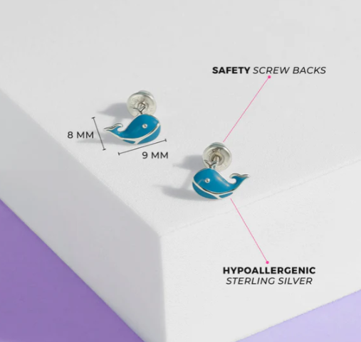 ENAMELED WHALE EARRINGS