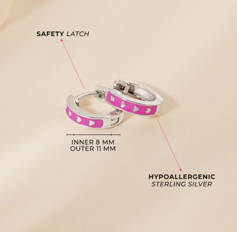 HEART ENAMELED HOOP EARRINGS