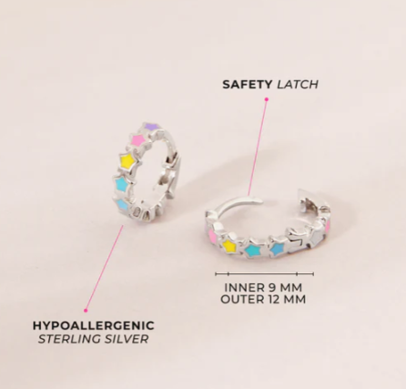 HEART ENAMELED COLOR EARRINGS 