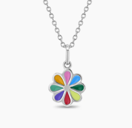 SILVER MULTI COLOR FLOWER NECKLACE 