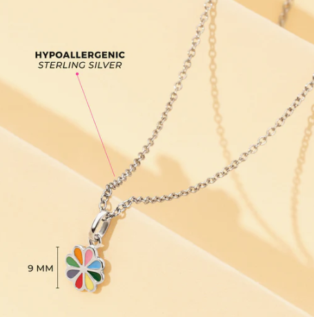 SILVER MULTI COLOR FLOWER NECKLACE 