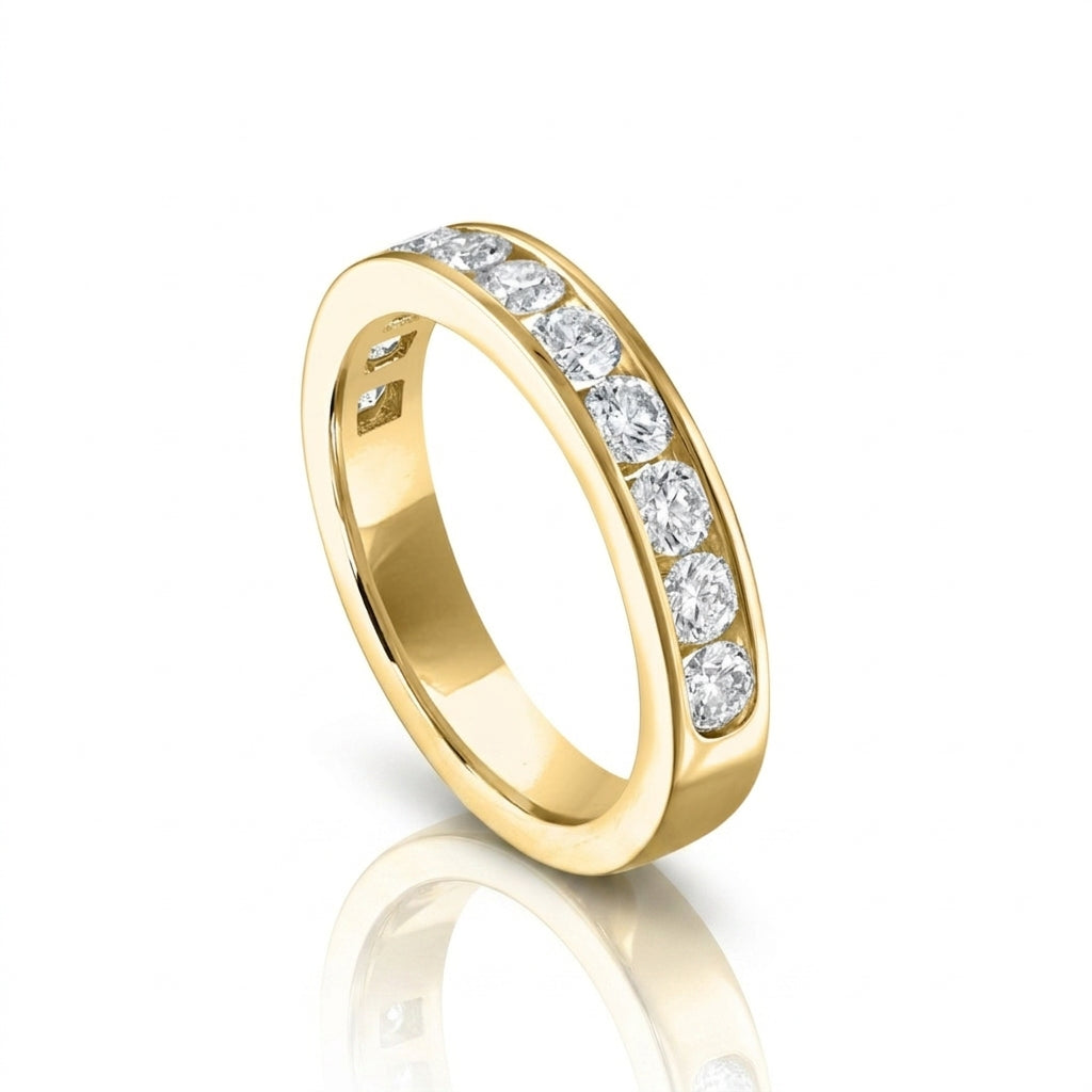 1 Total Carat Weight Round Diamond Channel Set Wedding Band in 14K Yellow Gold
