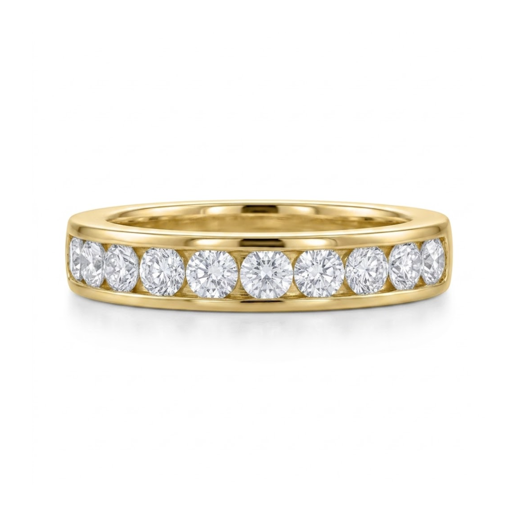 1 Total Carat Weight Round Diamond Channel Set Wedding Band in 14K Yellow Gold
