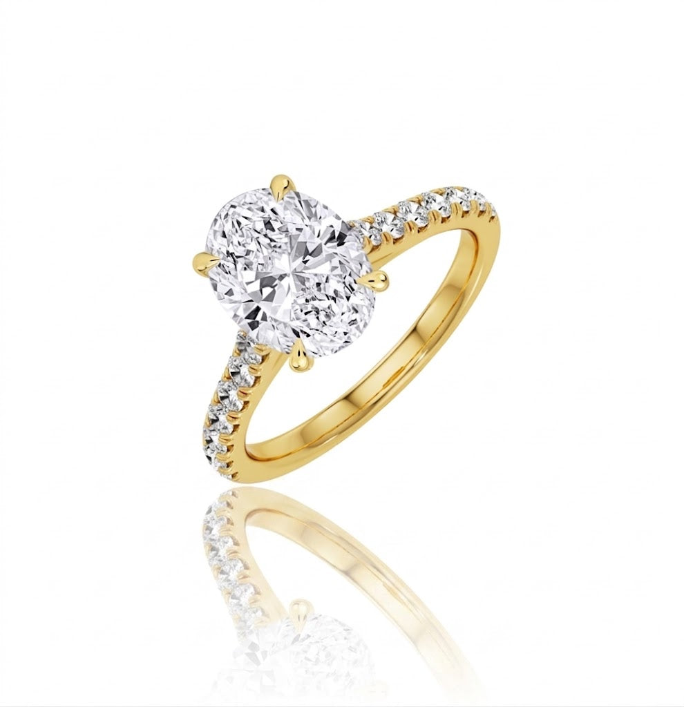 1 CT Oval Lab-Grown Diamond Engagement Ring | 10K Yellow Gold | 1.25 CTTW Round Diamond Accents | LGR50665-125 - Brownee Jewelers