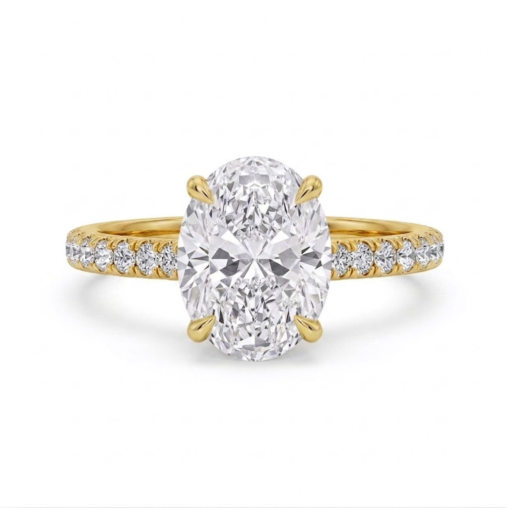 1 CT Oval Lab-Grown Diamond Engagement Ring | 10K Yellow Gold | 1.25 CTTW Round Diamond Accents | LGR50665-125 - Brownee Jewelers