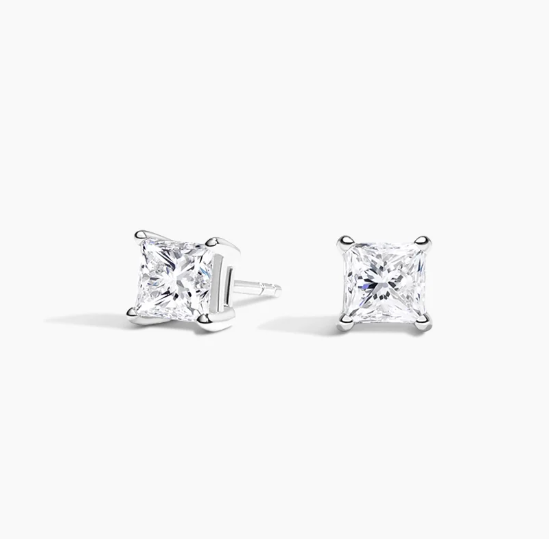 14K White Gold 0.50cts Each Lab-Grown Diamond Stud Earrings,