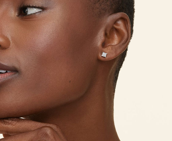 14K White Gold 0.50cts Each Lab-Grown Diamond Stud Earrings,