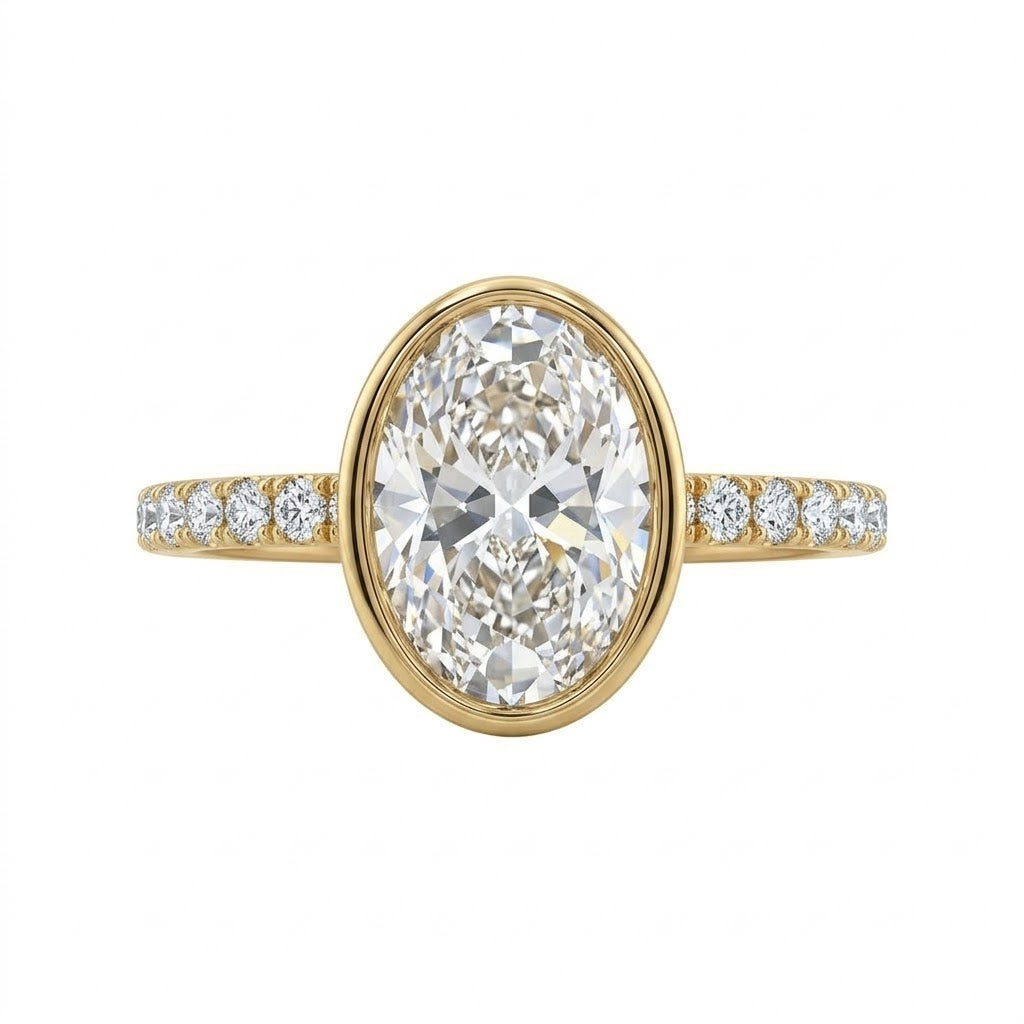 OVAL LAB-GROWN DIAMOND ENGAGEMENT RING | 2.25CTTW | 14K YELLOW GOLD | LGR47808-225 - Brownee Jewelers
