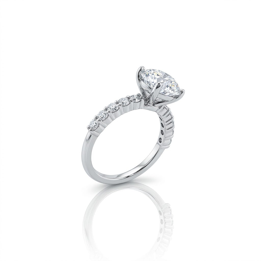 ROUND LAB-GROWN DIAMOND ENGAGEMENT RING | 2.50CT | 14K WHITE GOLD | 413881-A - Brownee Jewelers