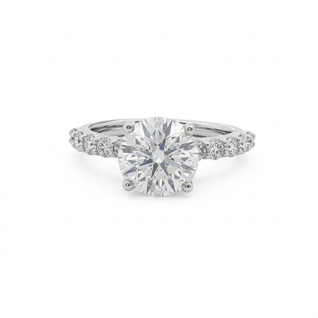 ROUND LAB-GROWN DIAMOND ENGAGEMENT RING | 2.50CT | 14K WHITE GOLD | 413881-A - Brownee Jewelers