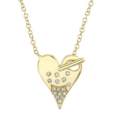 Diamond Heart Pendant Necklace, 0.05 ctw | 14K Yellow Gold | 18" | - Brownee Jewelers