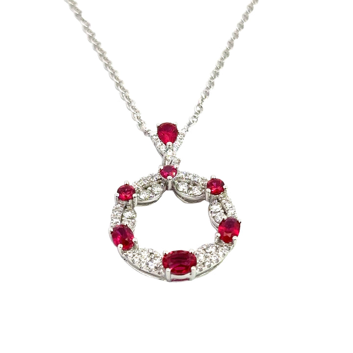 oval and diamond lab grown cicle pendant 