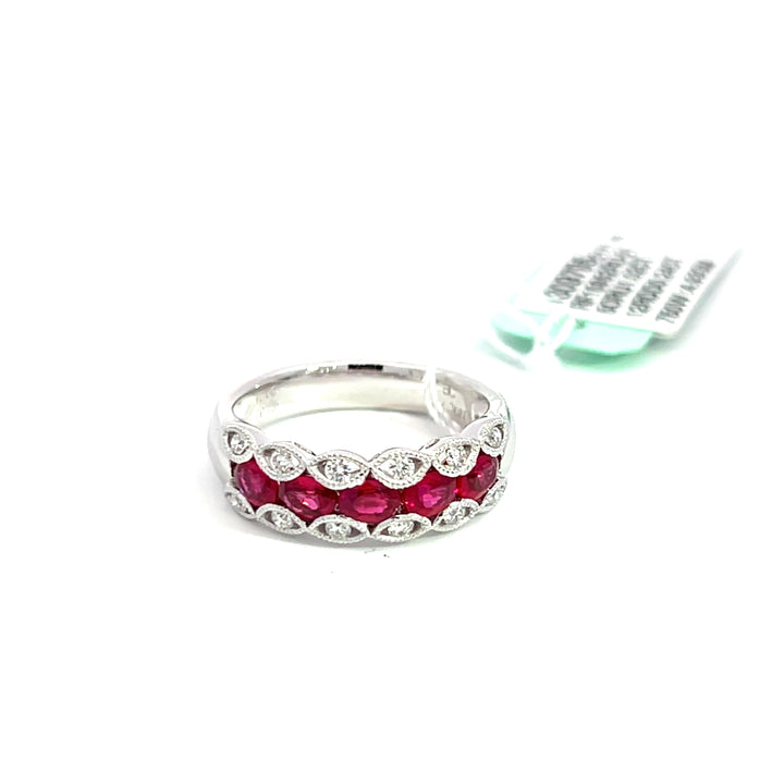 white gold ruby and diamond band 