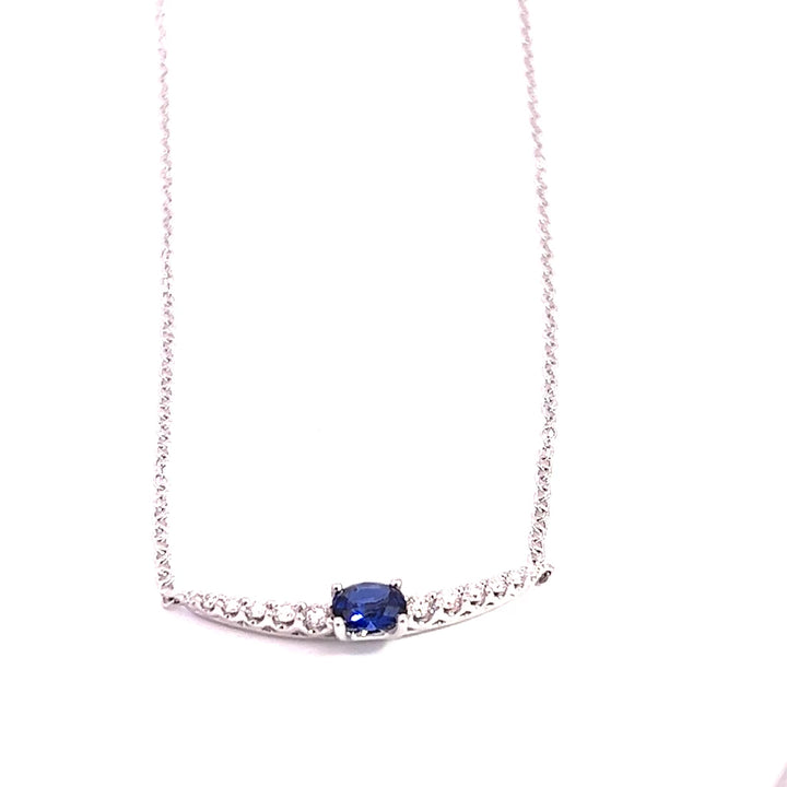 oval sapphire and diamond bar necklace 