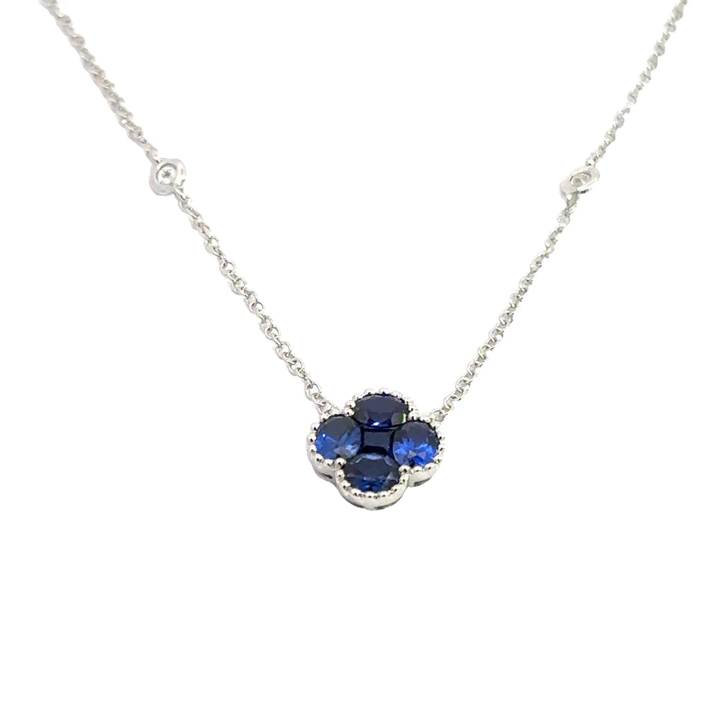 14k white gold lab grown sapphire necklace 