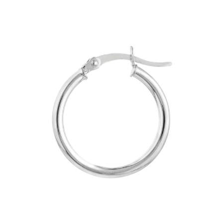 2 Millimeter by 20 Millimeter Plain Hoop Earrings in Rhodium-Plated Sterling Silver
