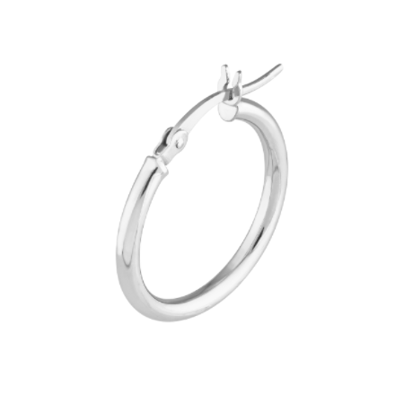 2 Millimeter by 20 Millimeter Plain Hoop Earrings in Rhodium-Plated Sterling Silver