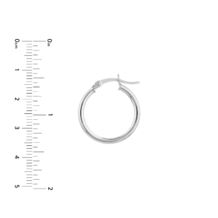 2 Millimeter by 20 Millimeter Plain Hoop Earrings in Rhodium-Plated Sterling Silver
