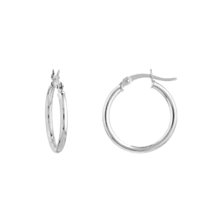 2 Millimeter by 20 Millimeter Plain Hoop Earrings in Rhodium-Plated Sterling Silver