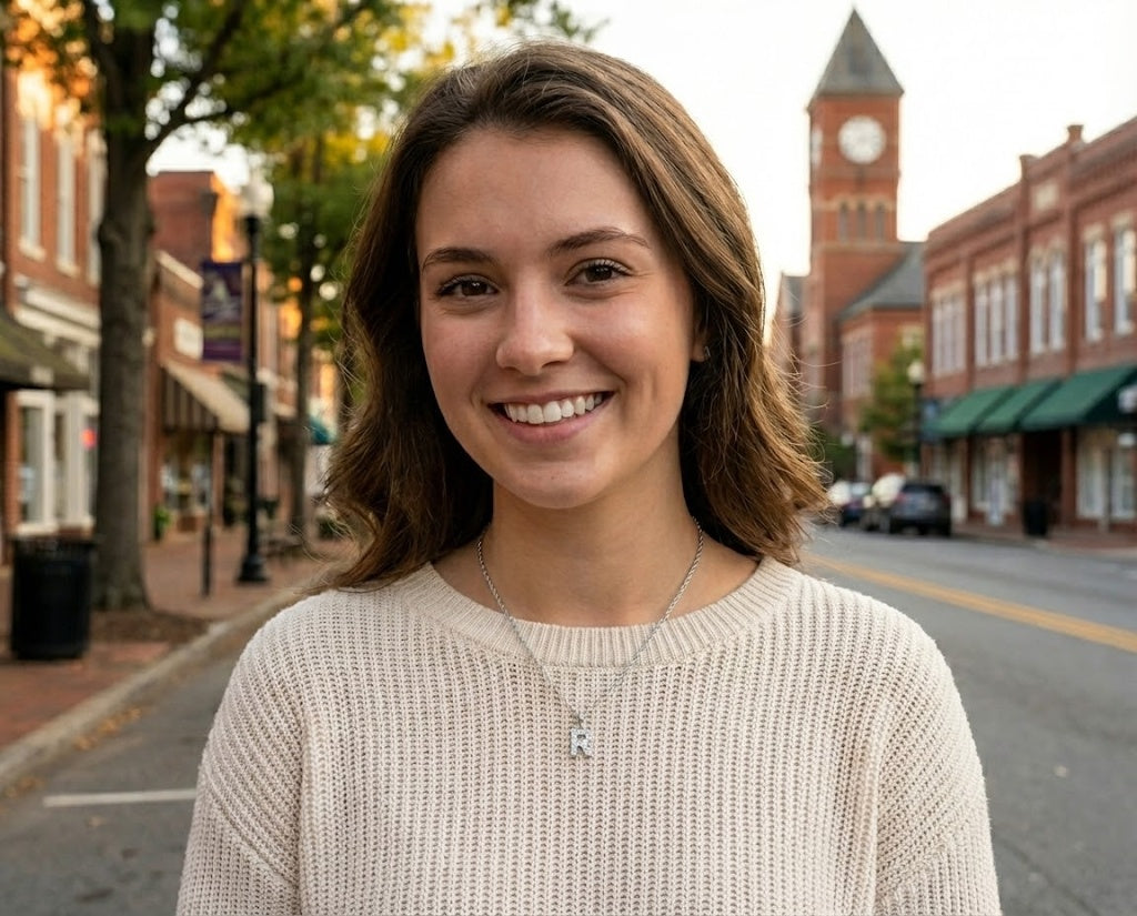 Silver Diamond Block “R” Initial Pendant – 1/10 CTW