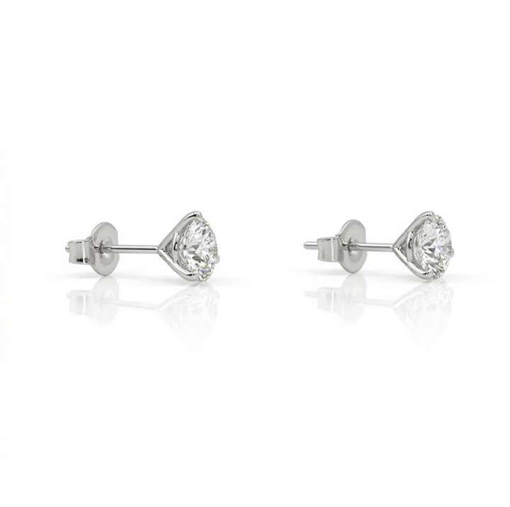 2.00 ctw Round Lab Diamond Stud Earrings 14K White Gold Martini Setting