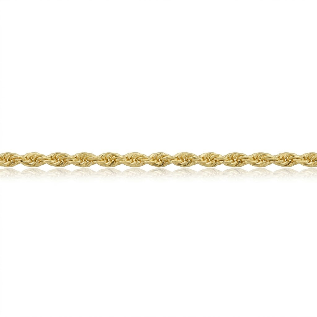 10K Yellow Gold 1.6mm Diamond-Cut Solid Rope Chain Necklace | 18 Inch