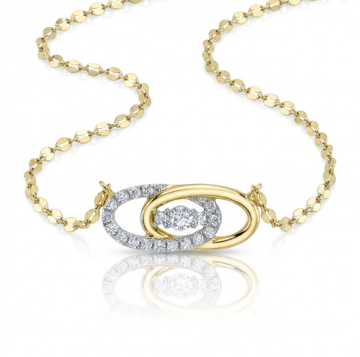 Diamond Sparkle Chain Necklace | 14K Yellow Gold | 0.19 ctw | Modern Oval Pendant Necklace - Brownee Jewelers