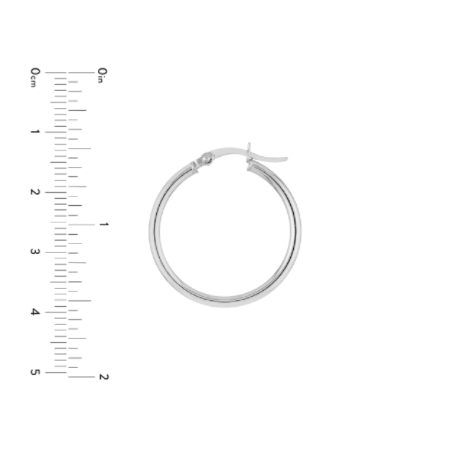 2 Millimeter by 25 Millimeter Polished Hoop Earrings in Rhodium Plated Sterling Silver