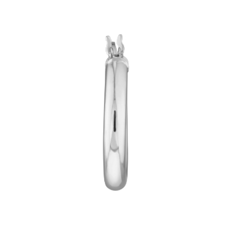 3 Millimeter by 20 Millimeter Plain Hoop Earrings in Rhodium-Plated Sterling Silver