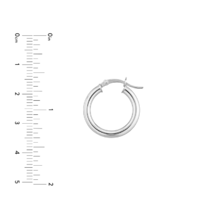 3 Millimeter by 20 Millimeter Plain Hoop Earrings in Rhodium-Plated Sterling Silver