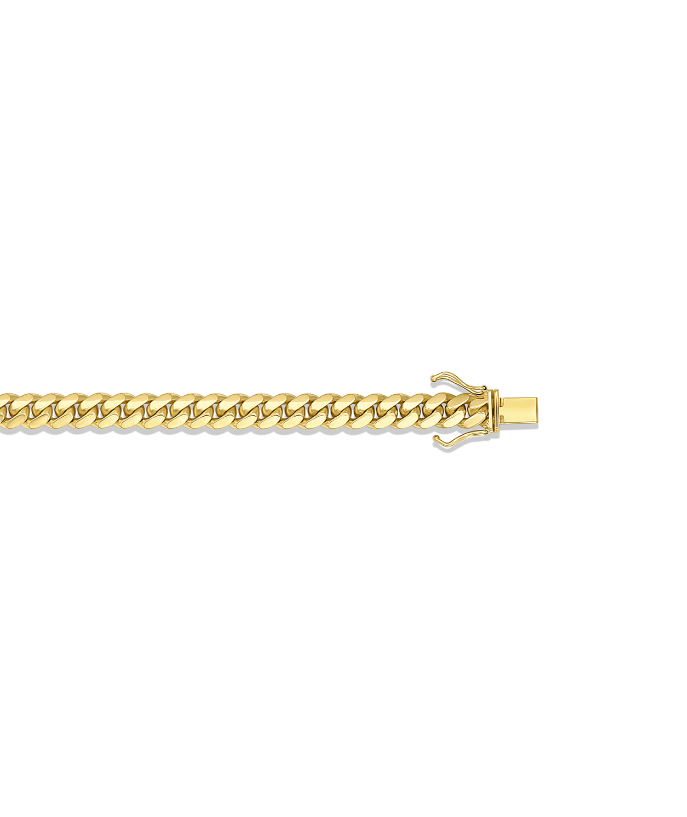 7mm Concave Miami Cuban Link Bracelet | 10K Yellow Gold | 8.5 Inch | Box Clasp | 399-210-85 - Brownee Jewelers